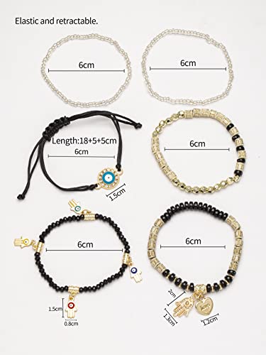 Stylish Evil Eye Multilayer Bangle Bracelet Black